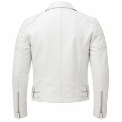 Men's white cowhide flight jacket with YKK zipper – RXD Leather