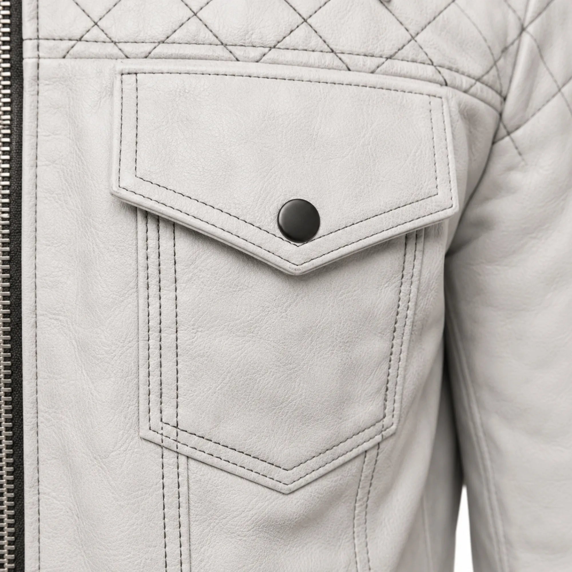 Men's white nappa flight jacket back – RXD Leather