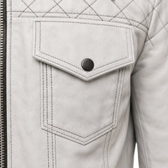 Men's white nappa flight jacket back – RXD Leather