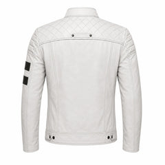 Men's white quilted leather flight jacket – RXD Leather