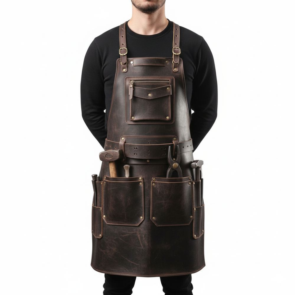 Premium Brown Blacksmith Leather Apron Built for Durability - RXD Leather 0043