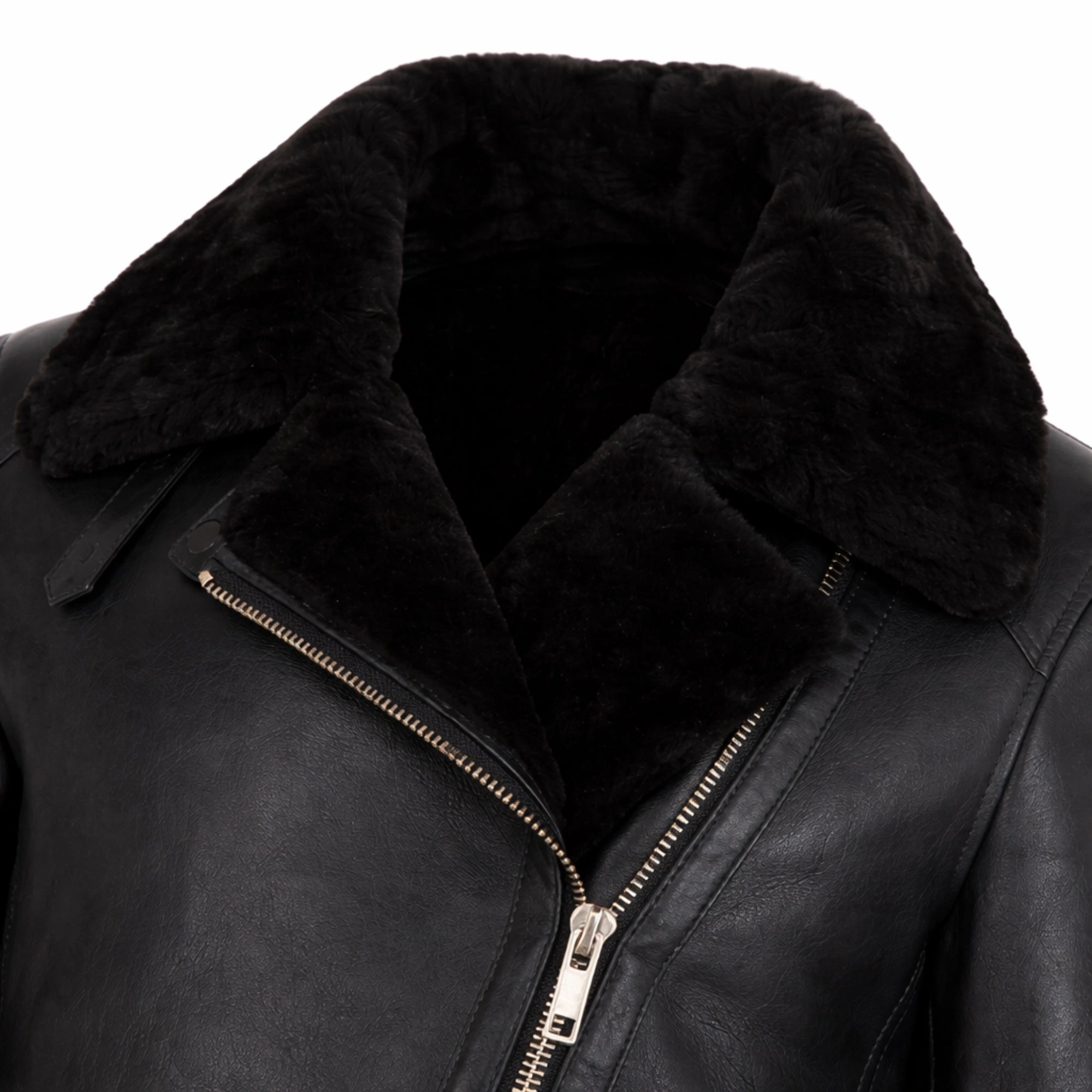 Women Black Sheepskin Aviator Biker Jacket Oversized Winter Fit - RXD Leather 00436