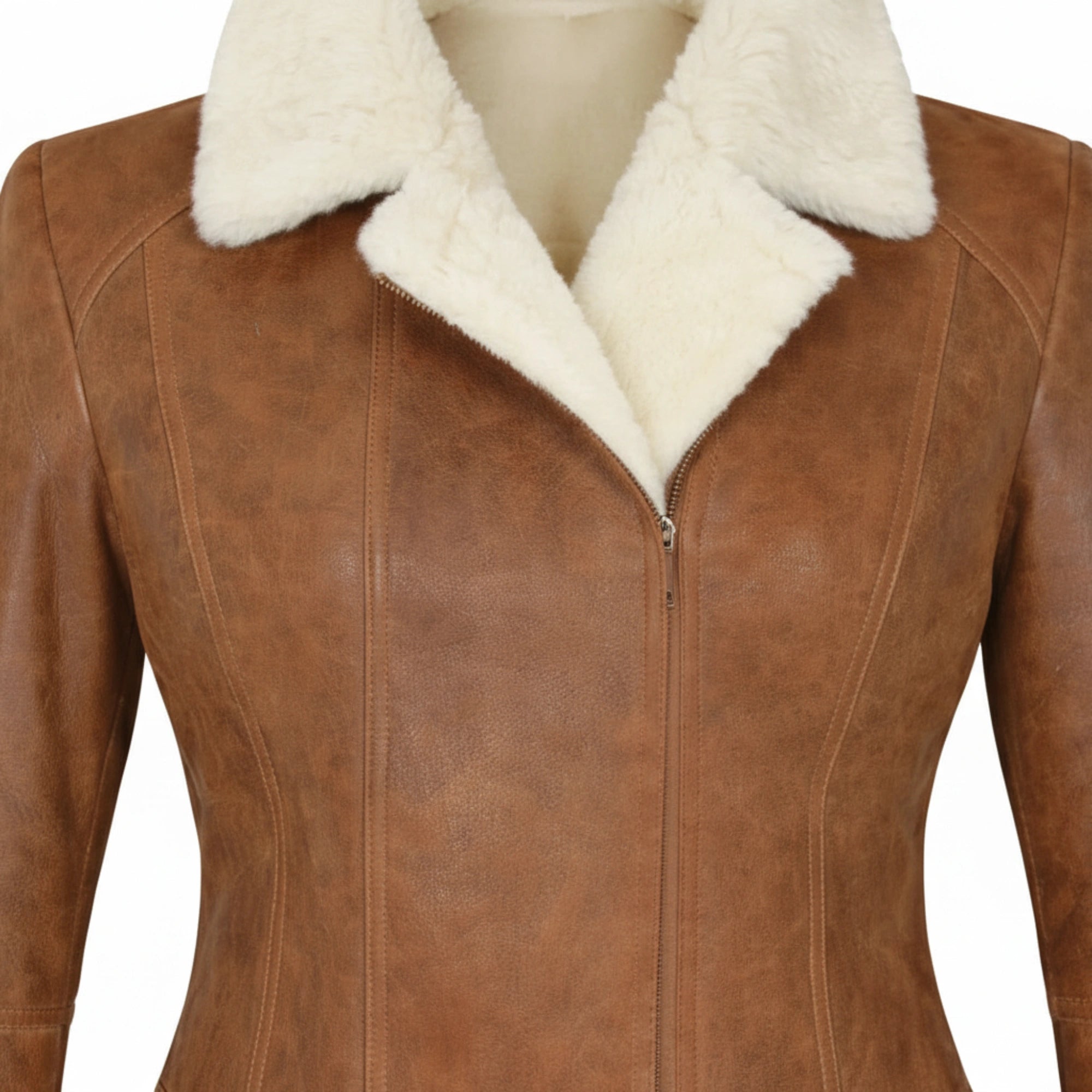 Women’s Sheepskin Aviator Flying Leather Jacket Warm Winter Casual Fit - RXD Leather 00435