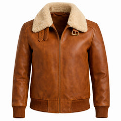 Women Brown Cowhide Leather Bomber Aviator Jacket Winter Style - RXD Leather 00436
