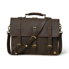 Vintage Leather Laptop Bag Multi Pocket Messenger Bag - RXD Leather 00045