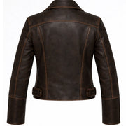 Women's slim fit brown faux leather biker jacket – RXD Leather