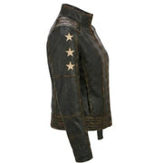 Women's vintage brown leather biker jacket – RXD Leather