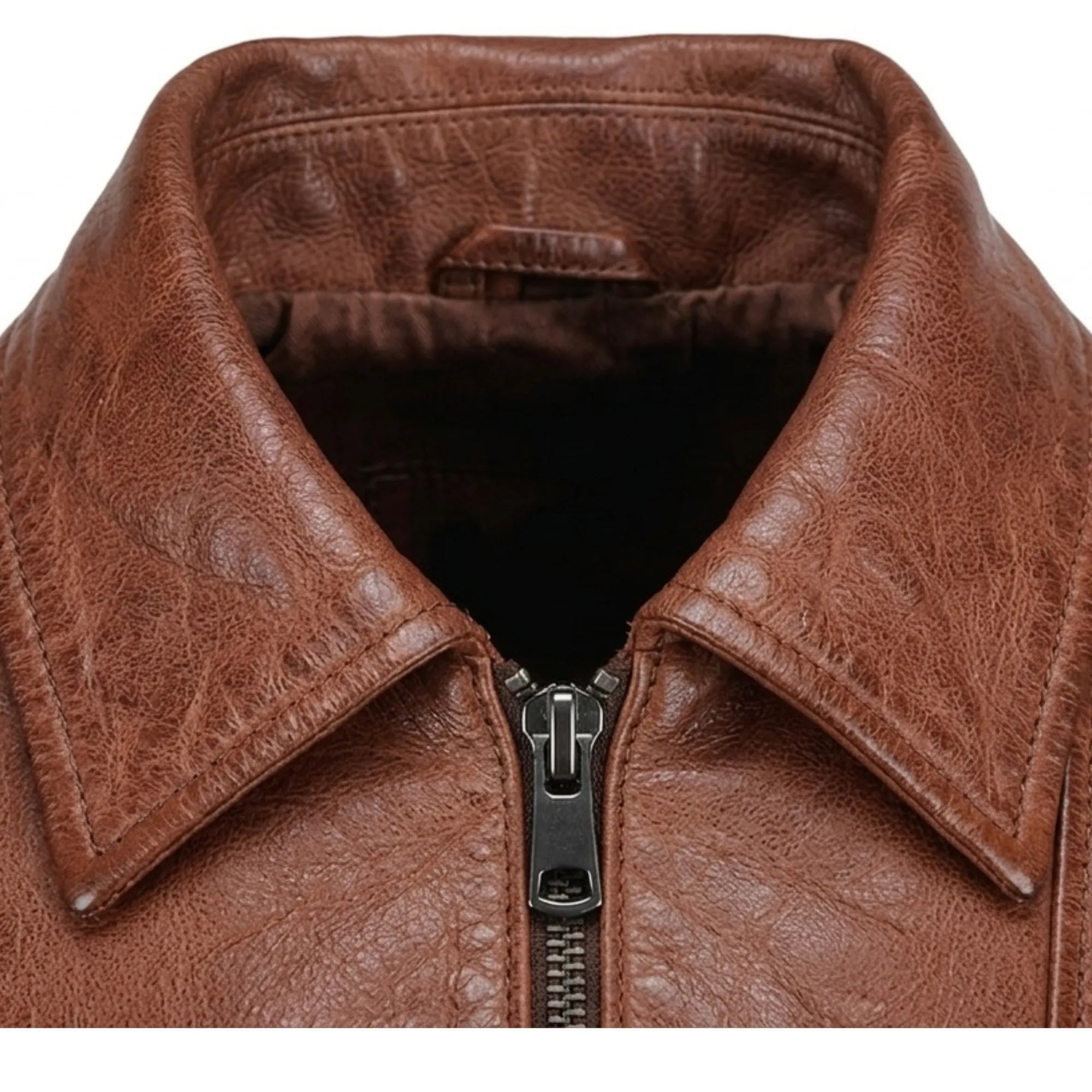 Women's Distressed Brown Lambskin Biker Jacket Slim Moto Style - RXD Leather 00319 