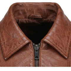 Women's Distressed Brown Lambskin Biker Jacket Slim Moto Style - RXD Leather 00319 