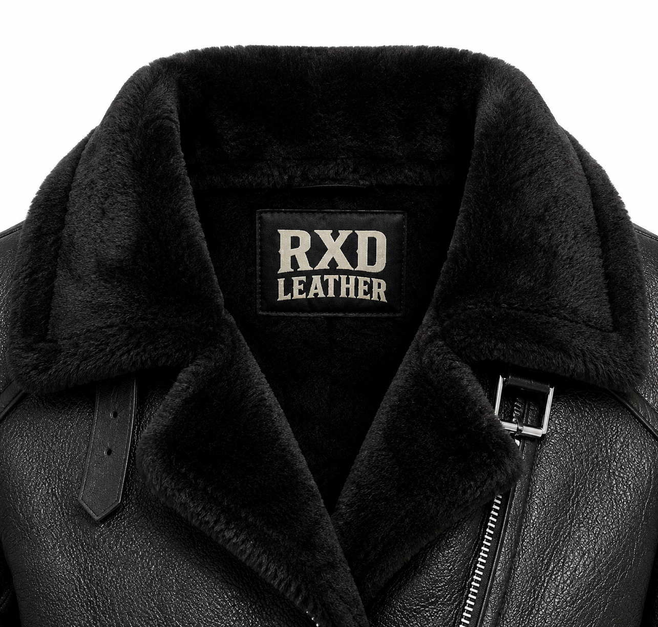 Women's black fur aviator jacket styled – RXD Leather