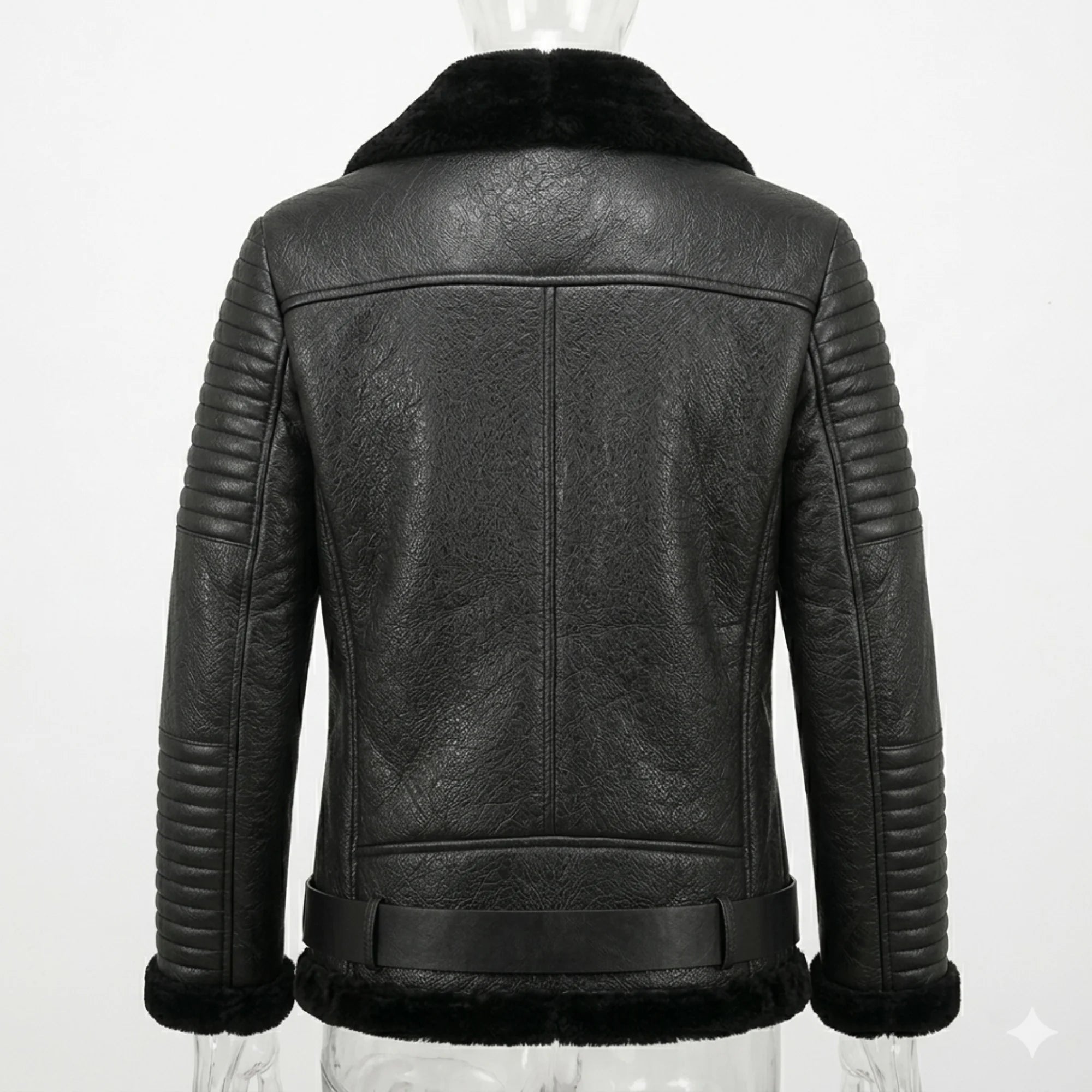 Women's black fur biker leather jacket – RXD Leather