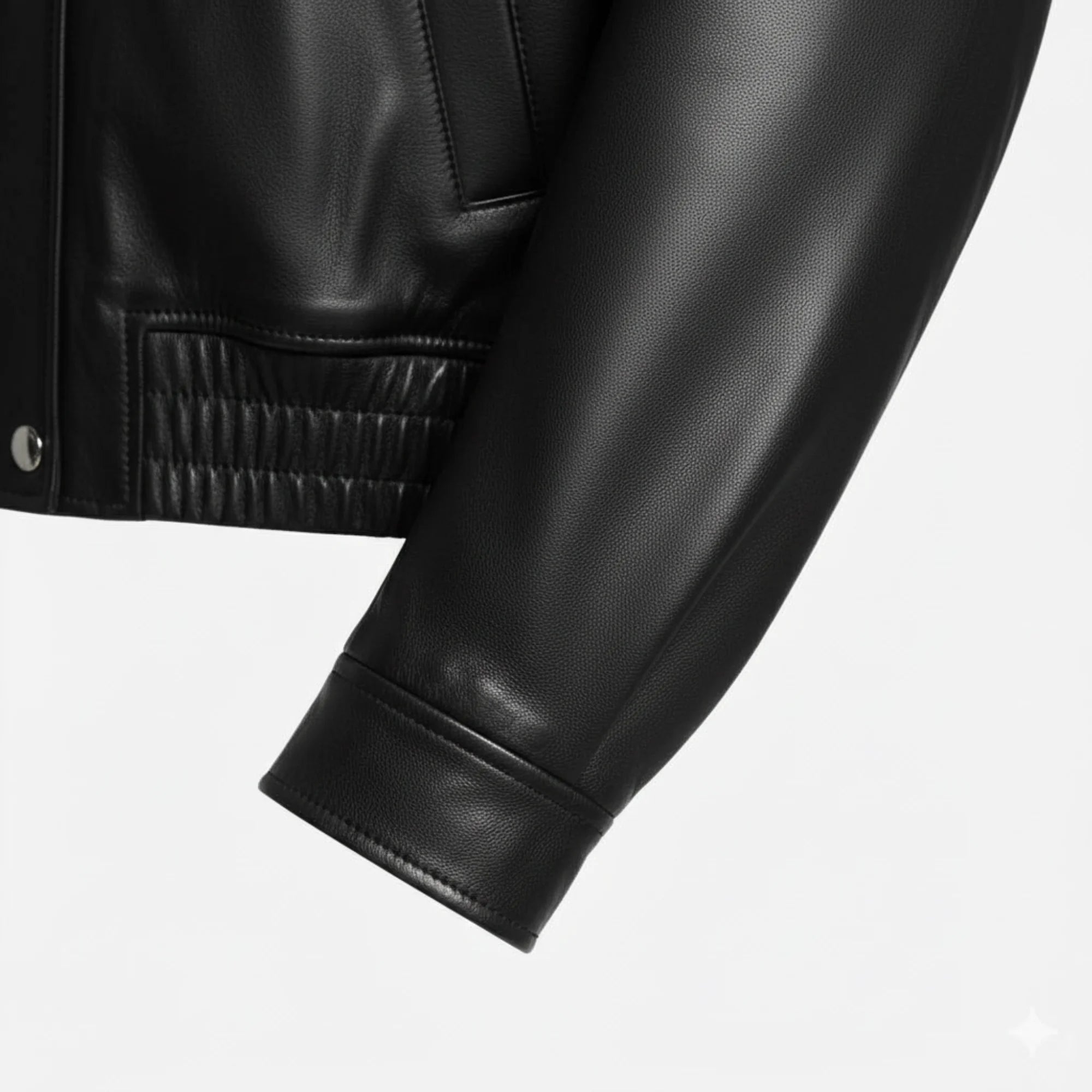 Women's black real leather blouson jacket detail – RXD Leather