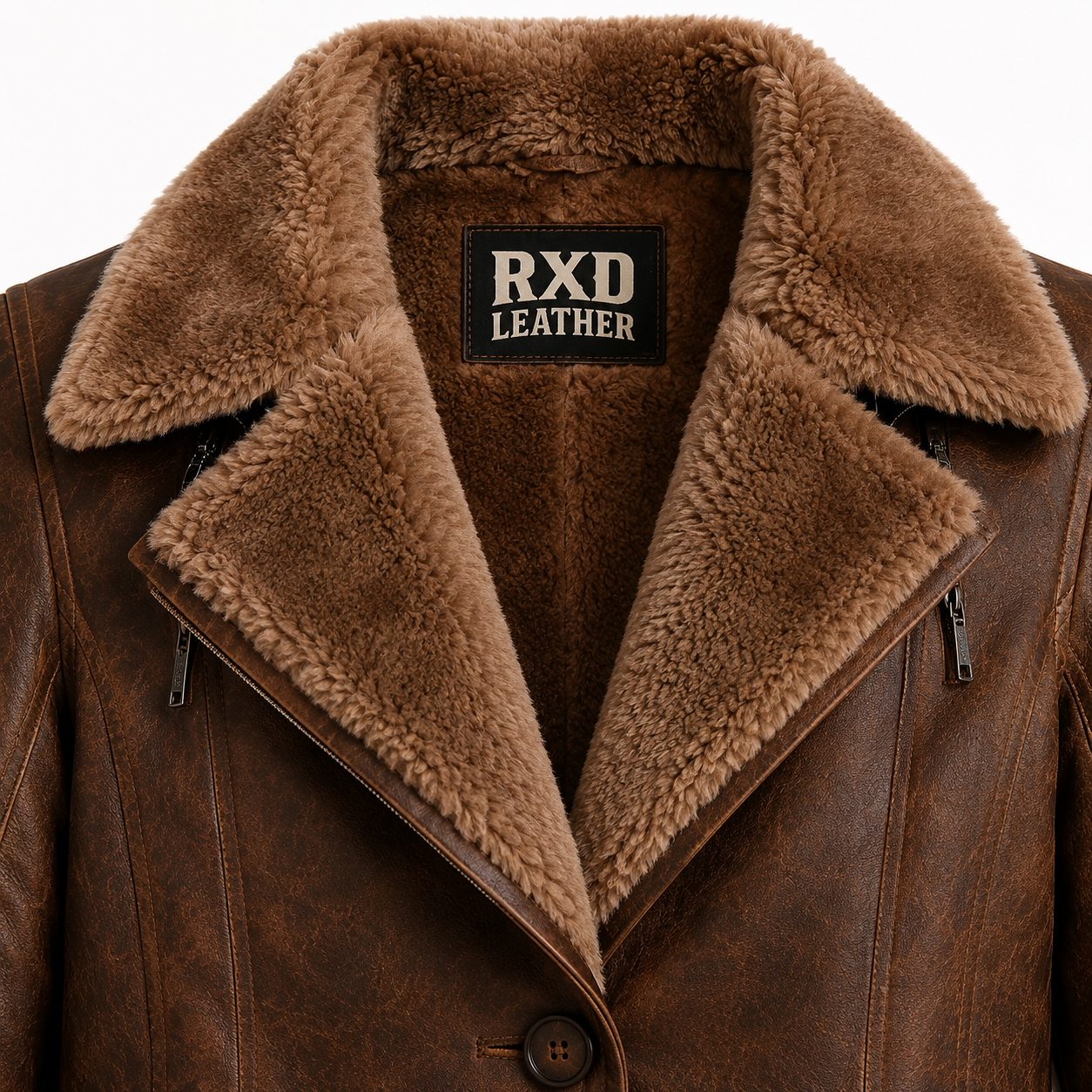 Women's brown shearling long coat styled – RXD Leather