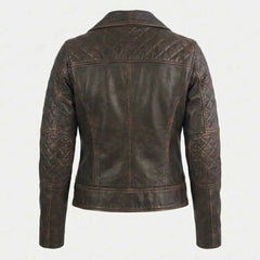 Women's vintage brown biker jacket with notch collar – RXD Leather