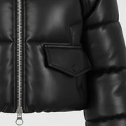 Women's black sheepskin puffer jacket back – RXD Leather