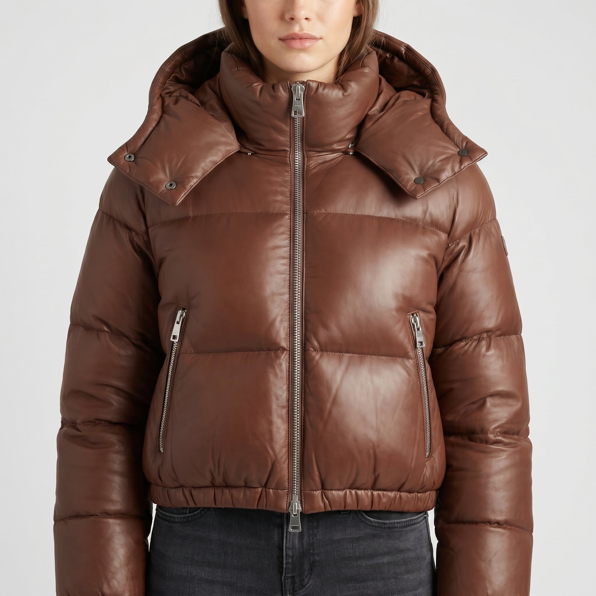 Women Chocolate Down Puffer Jacket Oversized Winter Streetwear - RXD Leather 00341 