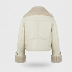 Women's beige faux leather jacket cropped fit – RXD Leather