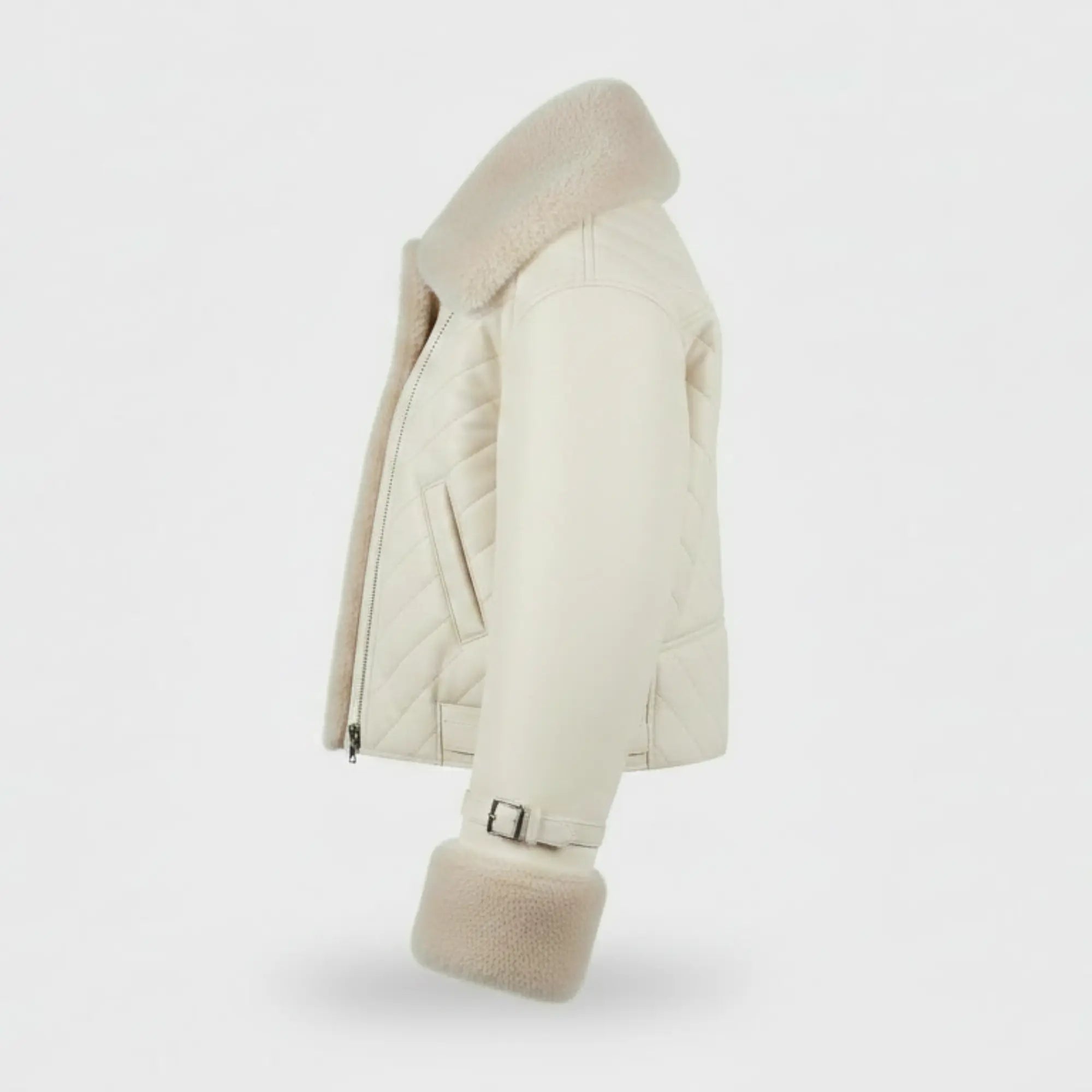 Women's cozy beige winter bomber jacket – RXD Leather