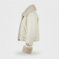 Women's cozy beige winter bomber jacket – RXD Leather