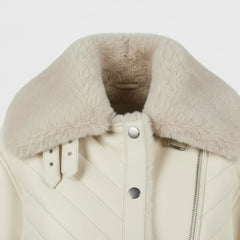 Women's beige faux leather bomber styled – RXD Leather