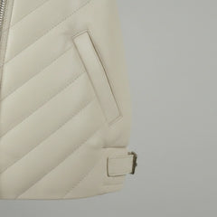 Women's beige bomber jacket back – RXD Leather