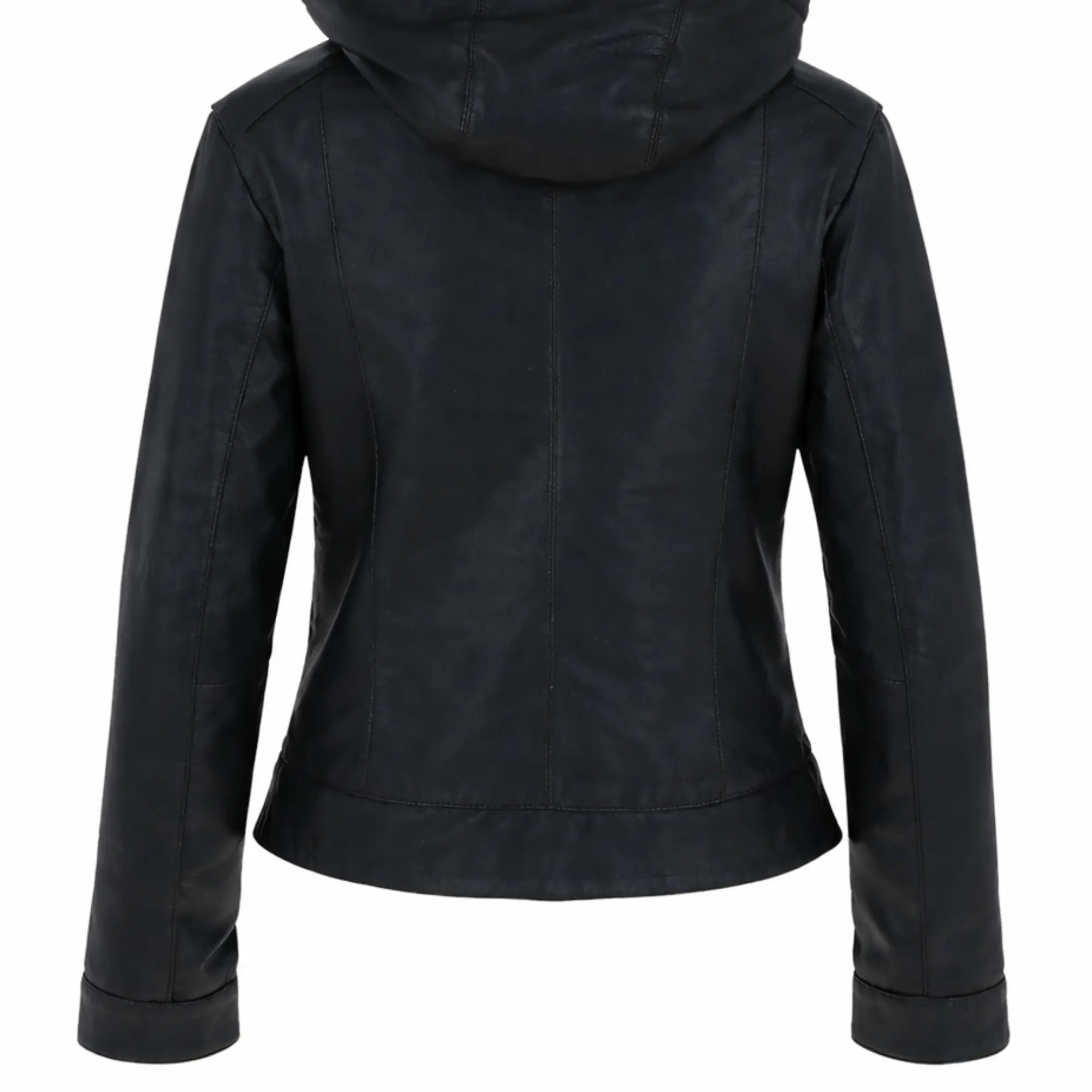 Women's black leather zip-up hooded jacket – RXD Leather