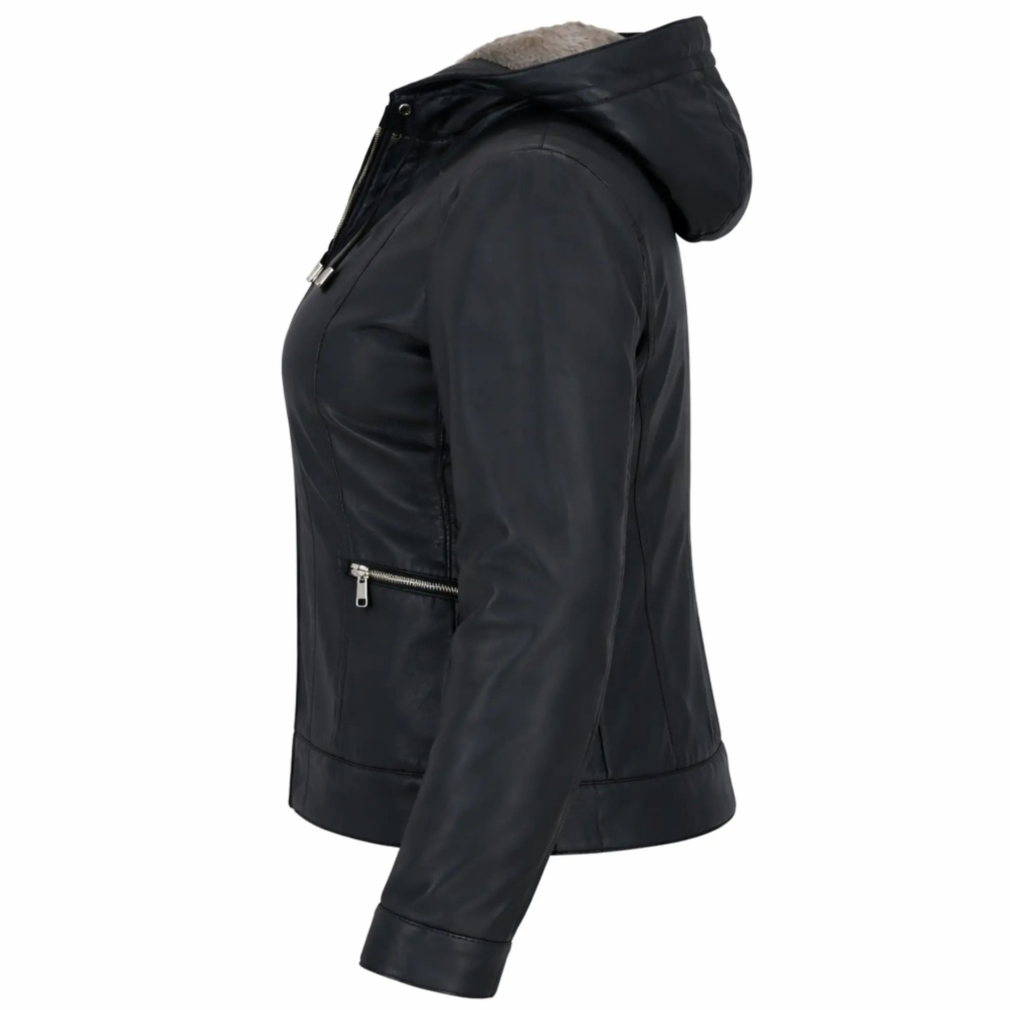 Women's black leather jacket with hood – RXD Leather