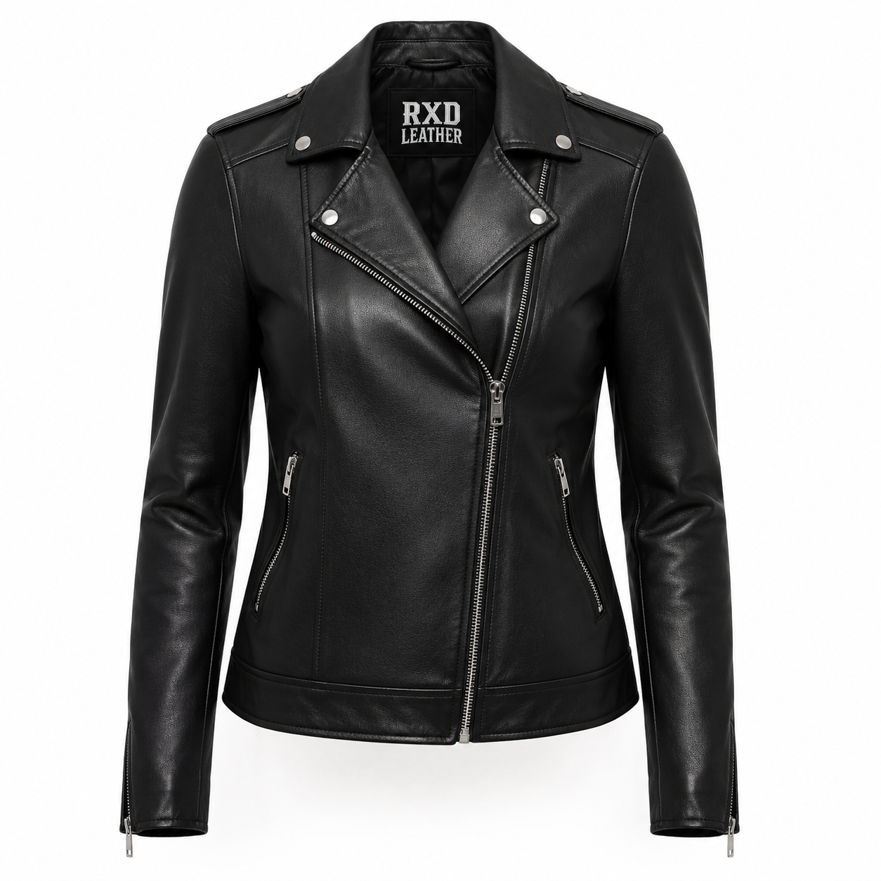 Women's black leather zip blazer, tall fit – RXD Leather