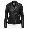 Women's black leather zip blazer, tall fit – RXD Leather