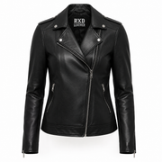 Women's black leather zip blazer, tall fit – RXD Leather