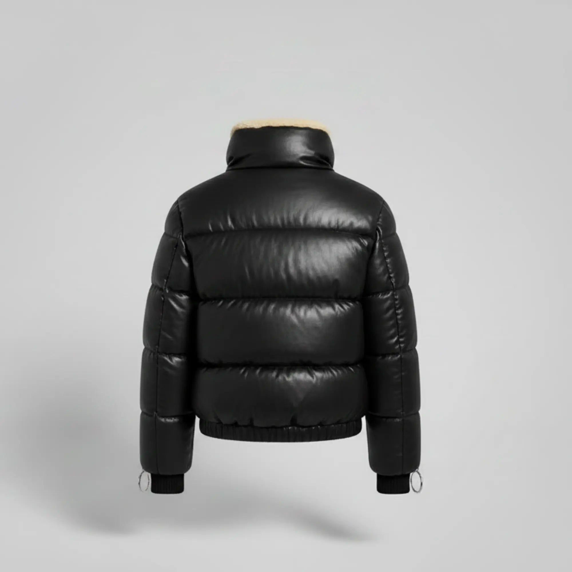 Women's black quilted cropped puffer jacket – RXD Leather