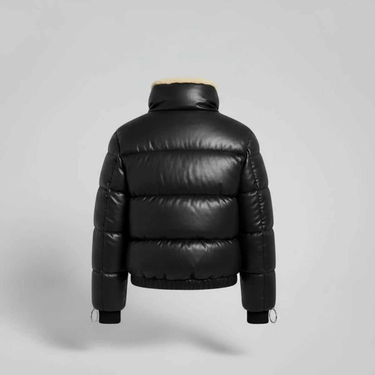 Women's black quilted cropped puffer jacket – RXD Leather