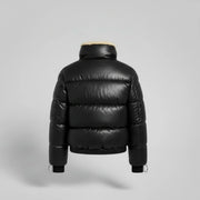 Women's black quilted cropped puffer jacket – RXD Leather