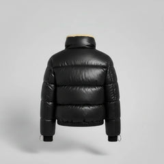 Women's black quilted cropped puffer jacket – RXD Leather