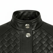 Women's black quilted leather jacket styled – RXD Leather