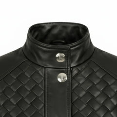 Women's black quilted leather jacket styled – RXD Leather