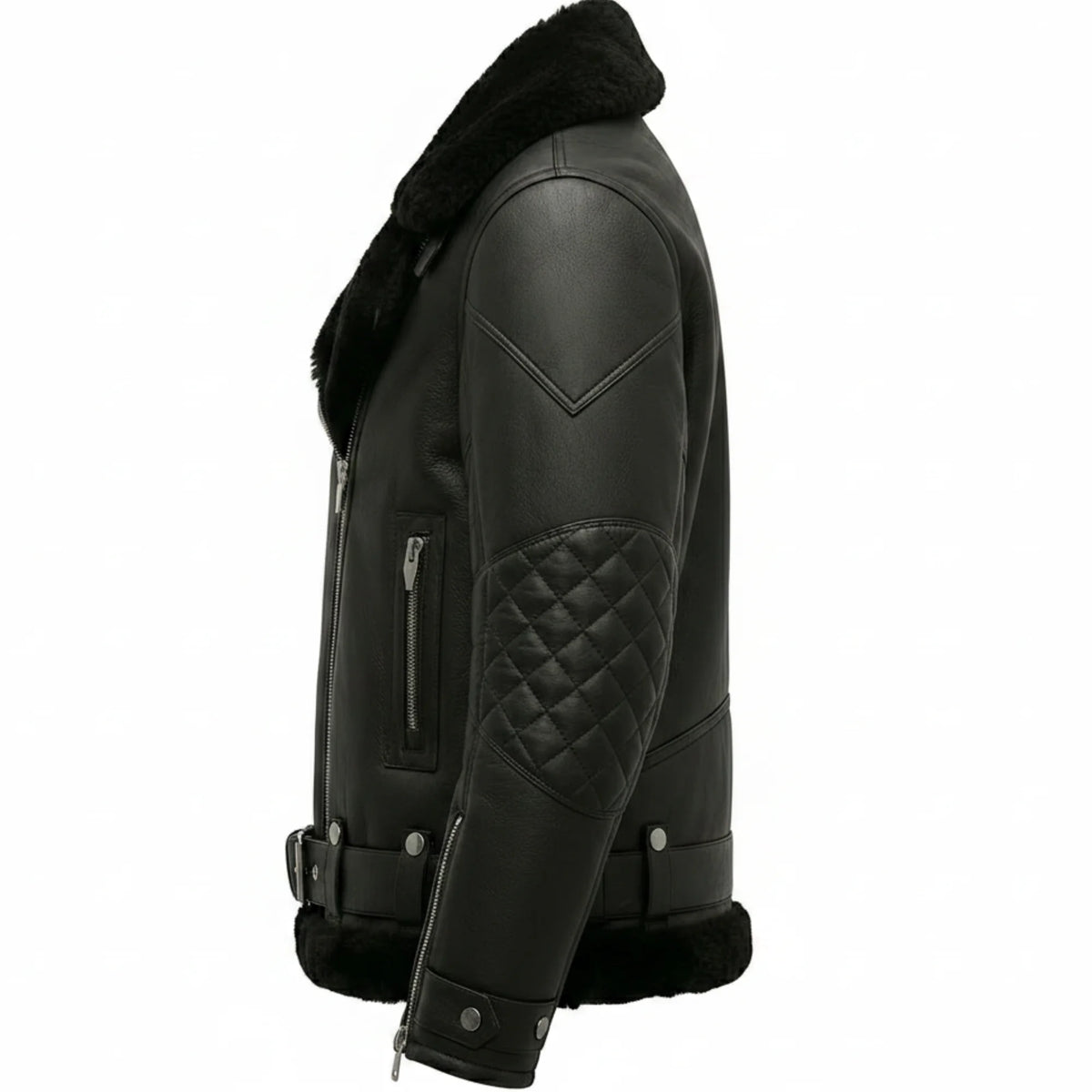 Women's black shearling winter jacket – RXD Leather