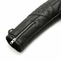 Women's Black Shearling Aviator Real Leather Fur Winter Jacket Coat - RXD Leather 00208