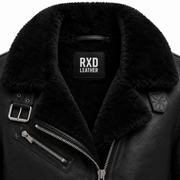 Women's black shearling aviator jacket styled – RXD Leather