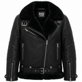 Women's black shearling aviator real leather jacket – RXD Leather