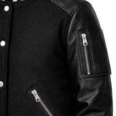 Women's black varsity jacket back – RXD Leather
