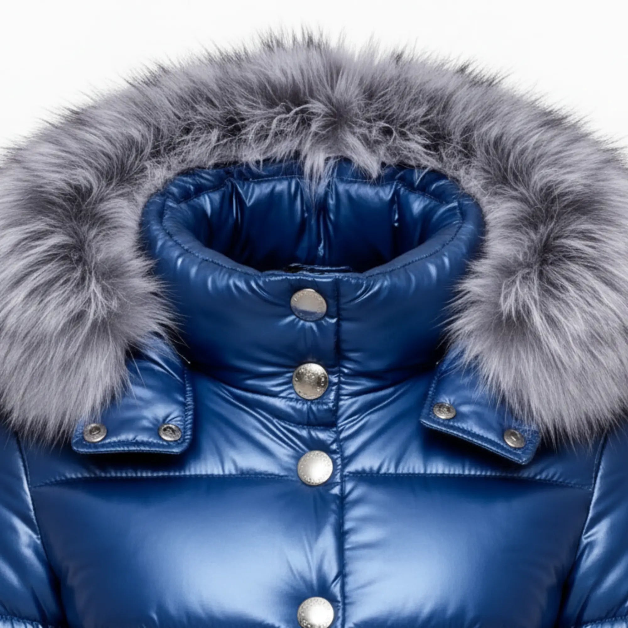 Women's blue leather puffer jacket styled – RXD Leather