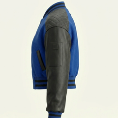 Women's blue baseball varsity jacket – RXD Leather