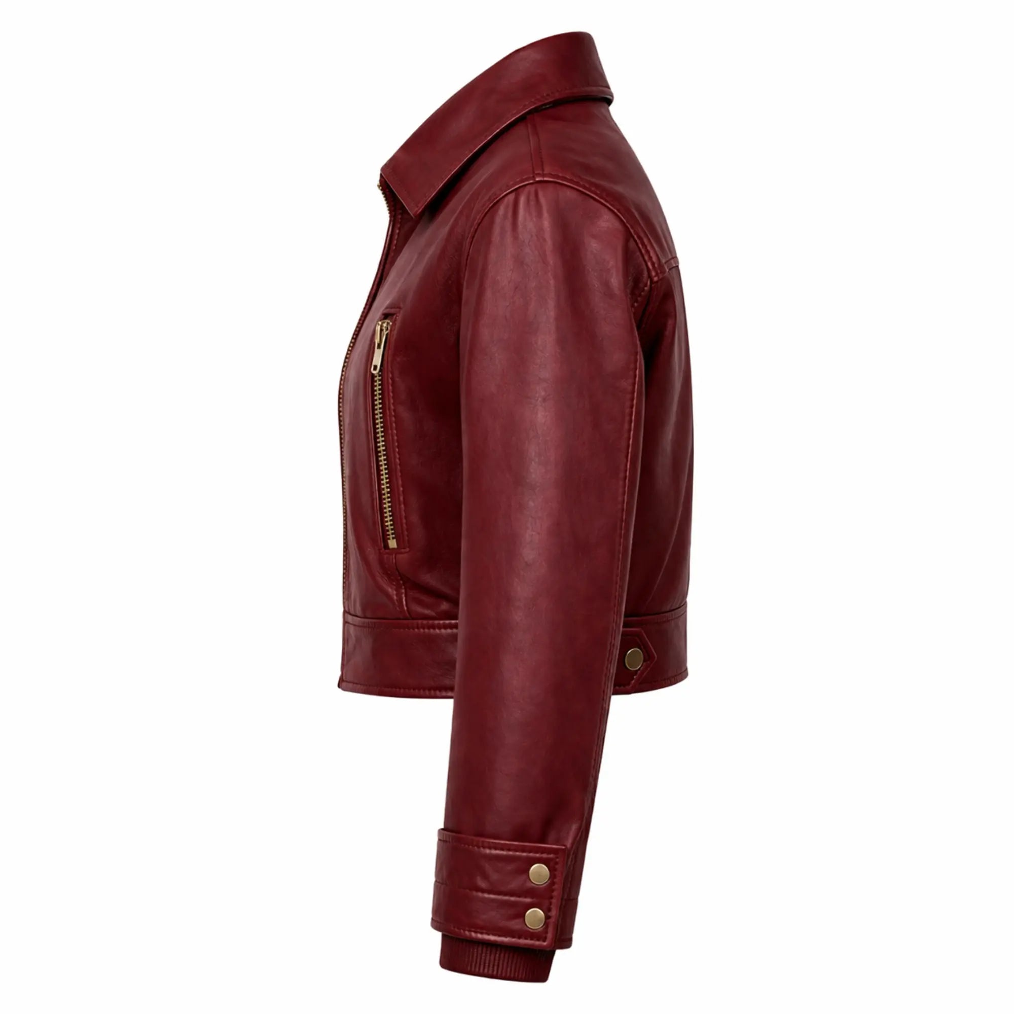 Women's bordeaux jacket with shirt collar – RXD Leather