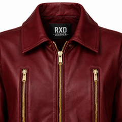 Women's bordeaux cropped leather jacket styled – RXD Leather