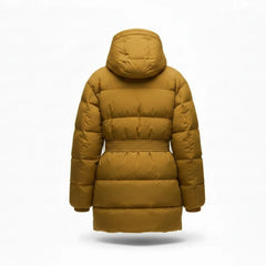 Women's long brown quilted puffer coat – RXD Leather
