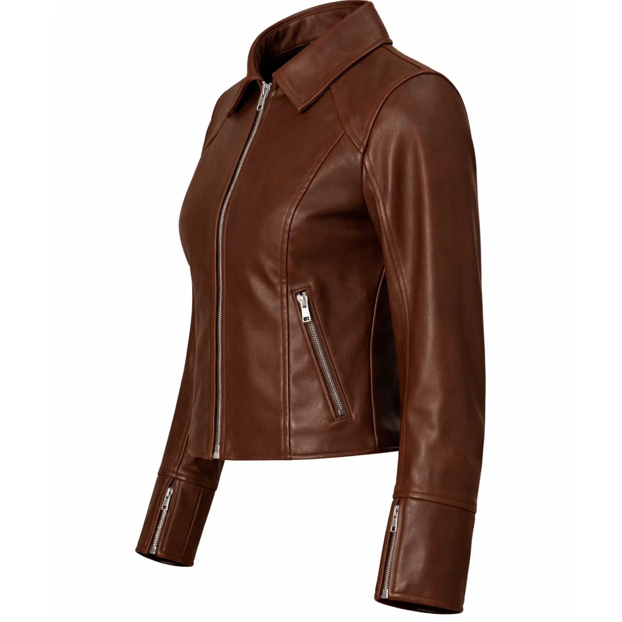 Women's casual brown faux leather jacket – RXD Leather