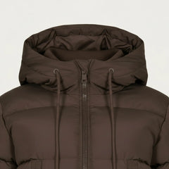 Women's brown cropped puffer jacket styled – RXD Leather