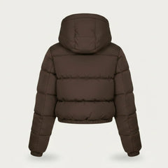 Women's brown puffer jacket with zip pockets – RXD Leather