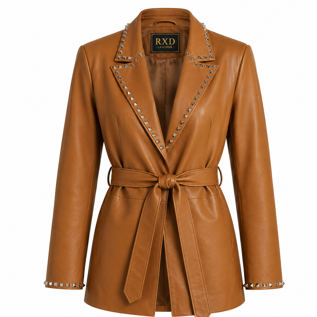 Women's brown single breasted leather blazer – RXD Leather